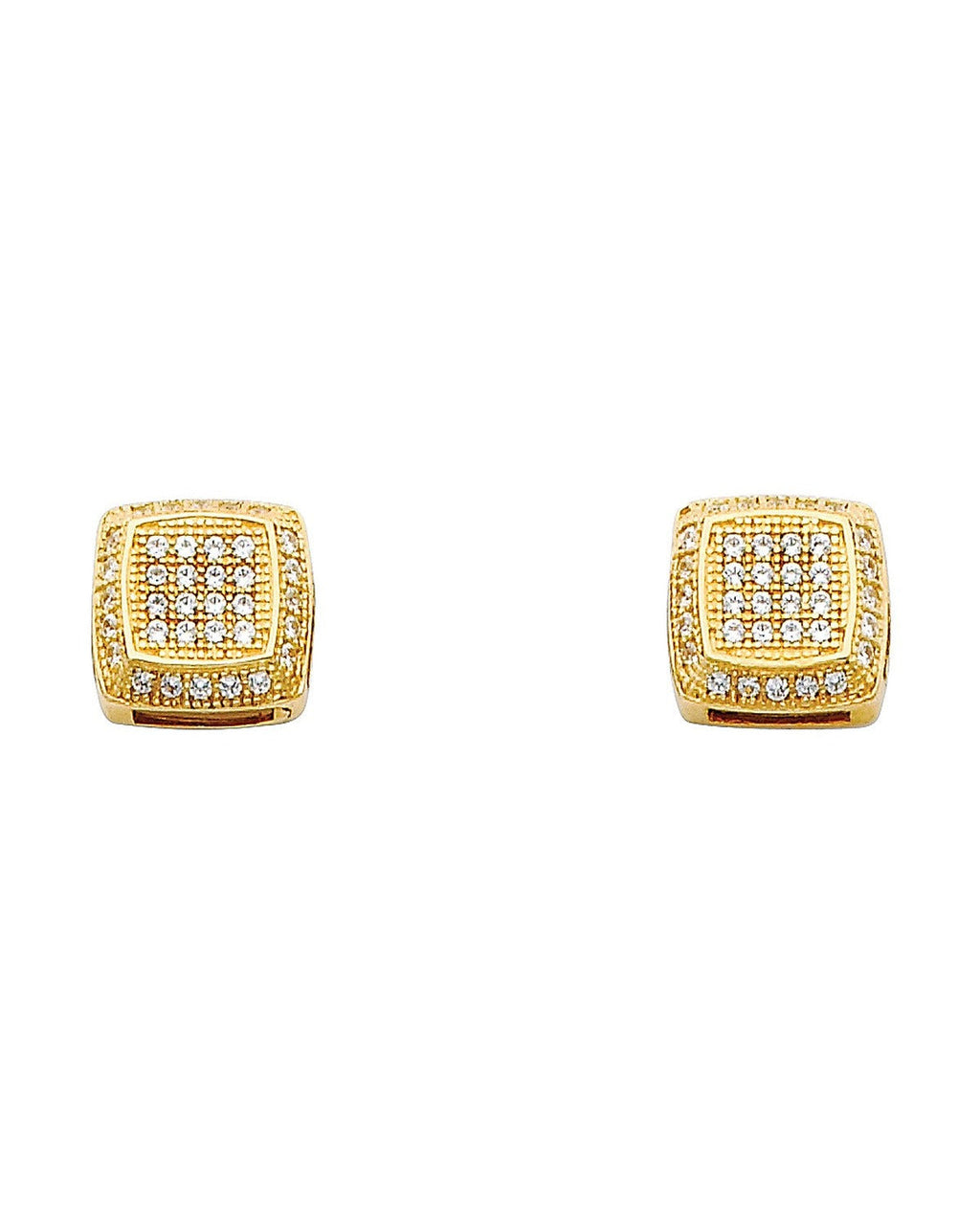 14K Yellow Gold Square CZ Earrings (ER-0315)