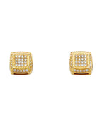 14K Yellow Gold Square CZ Earrings (ER-0315)