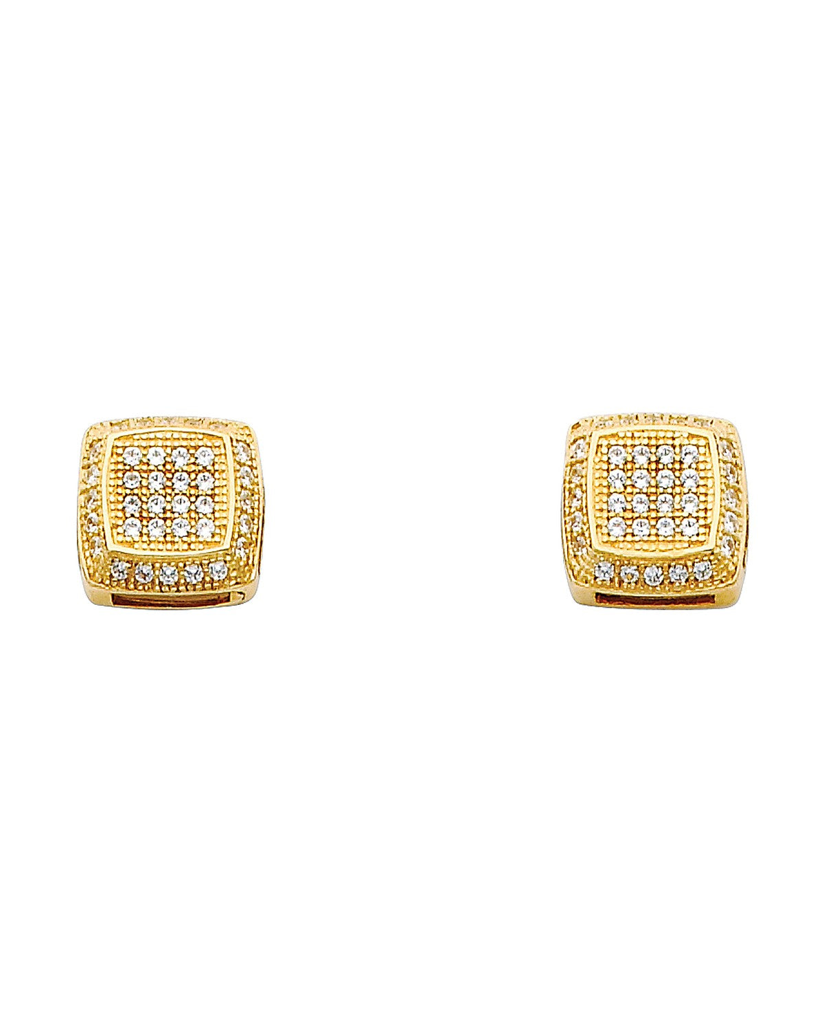 14K Yellow Gold Square CZ Earrings (ER-0315)