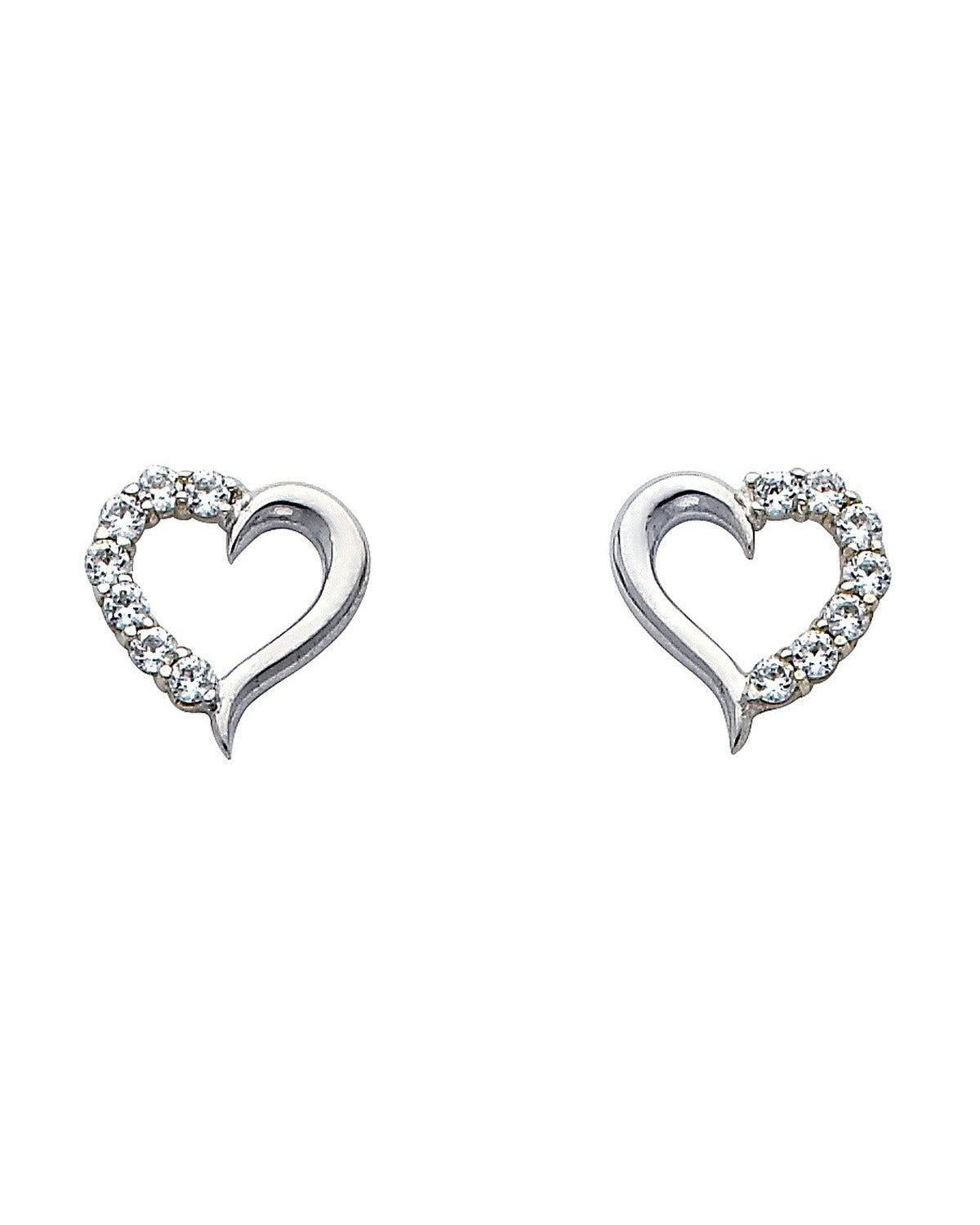 14K White Gold Heart CZ Earrings (ER317W) (ER-0317W)