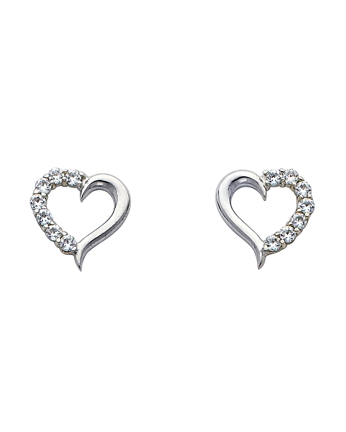 14K White Gold Heart CZ Earrings (ER317W) (ER-0317W)