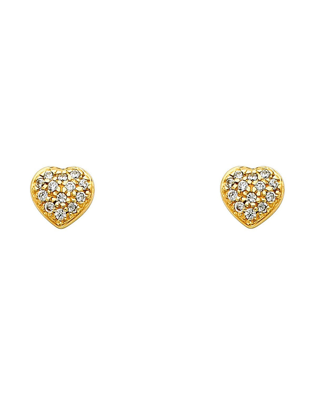 14K Yellow Gold Heart CZ Earrings (ER-0318)