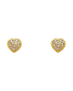 14K Yellow Gold Heart CZ Earrings (ER-0318)