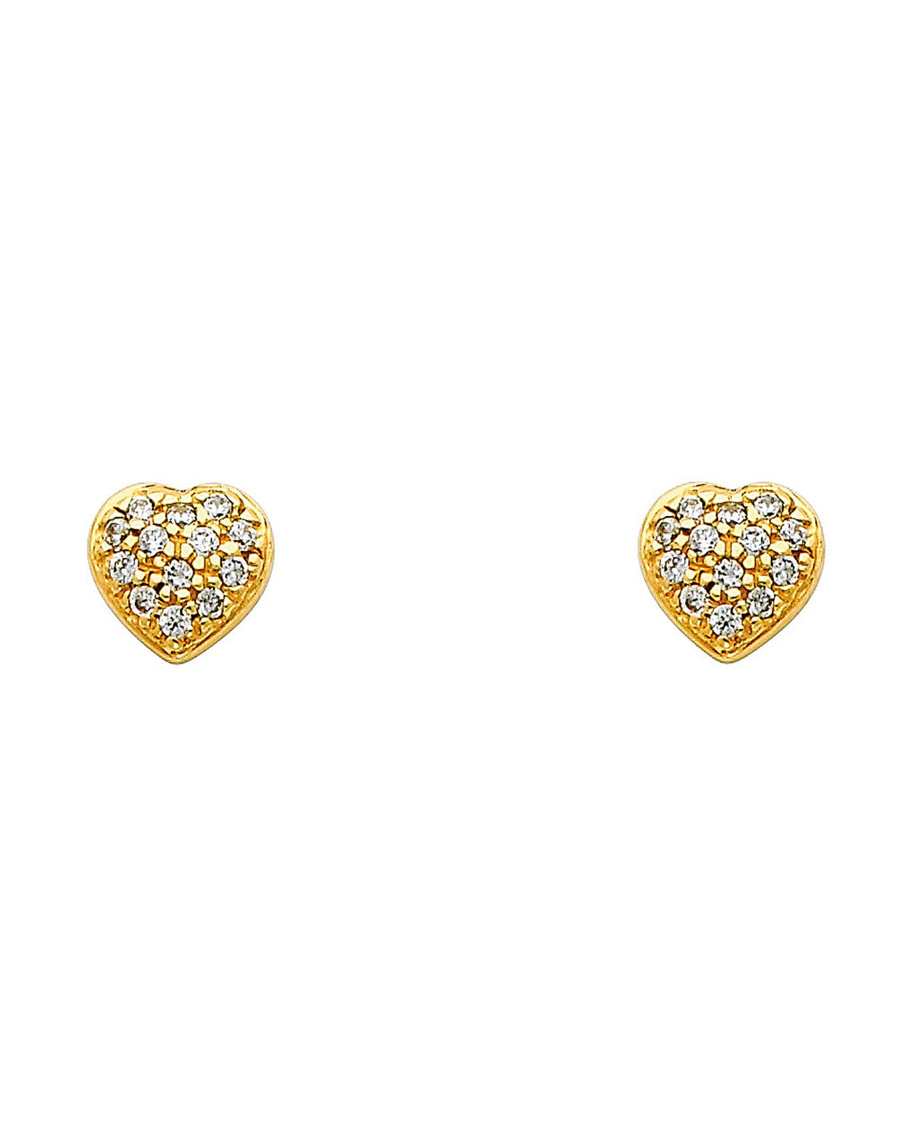 14K Yellow Gold Heart CZ Earrings (ER-0318)