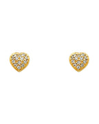 14K Yellow Gold Heart CZ Earrings (ER-0318)