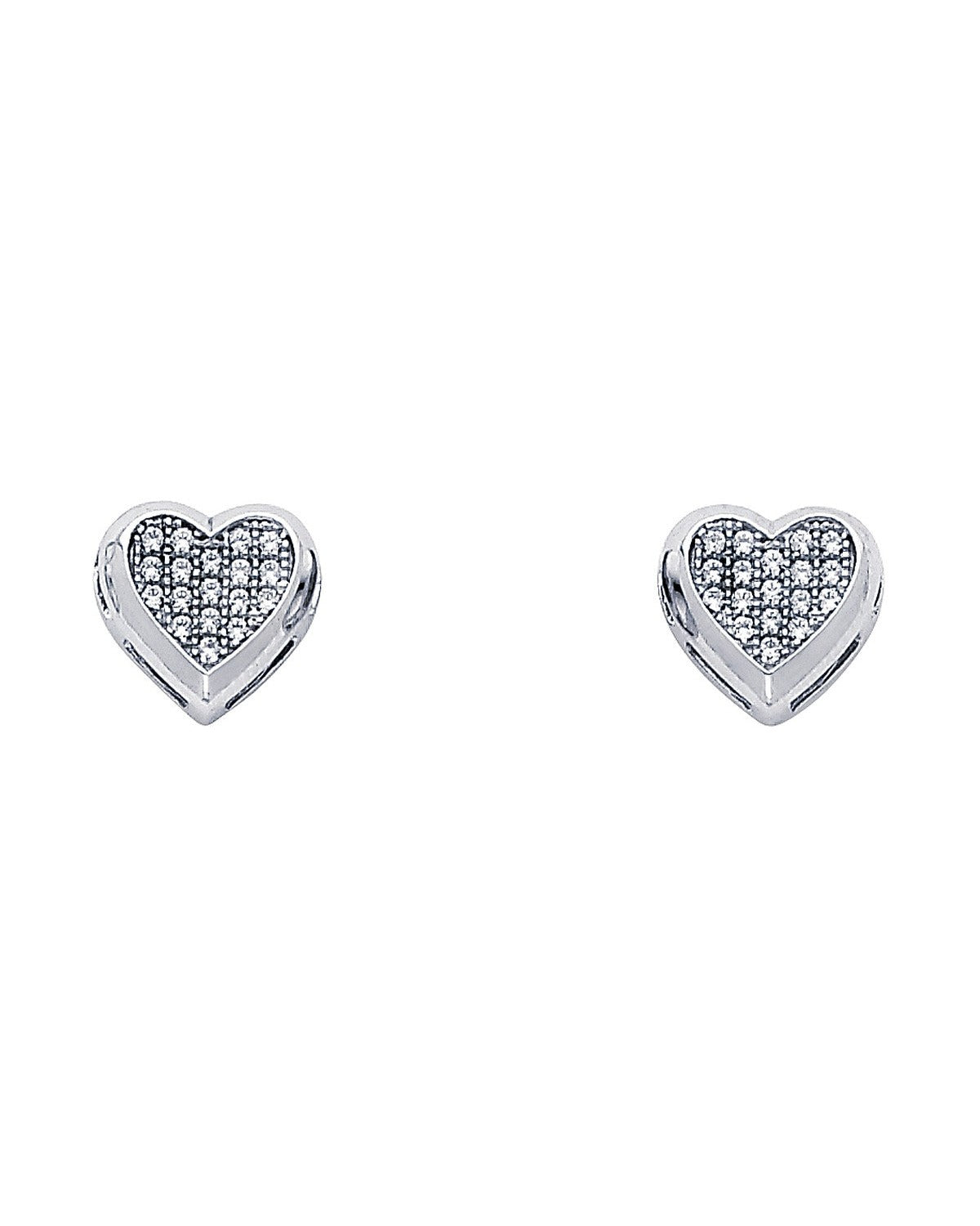 14K White Gold Heart CZ Earrings (ER-0319)