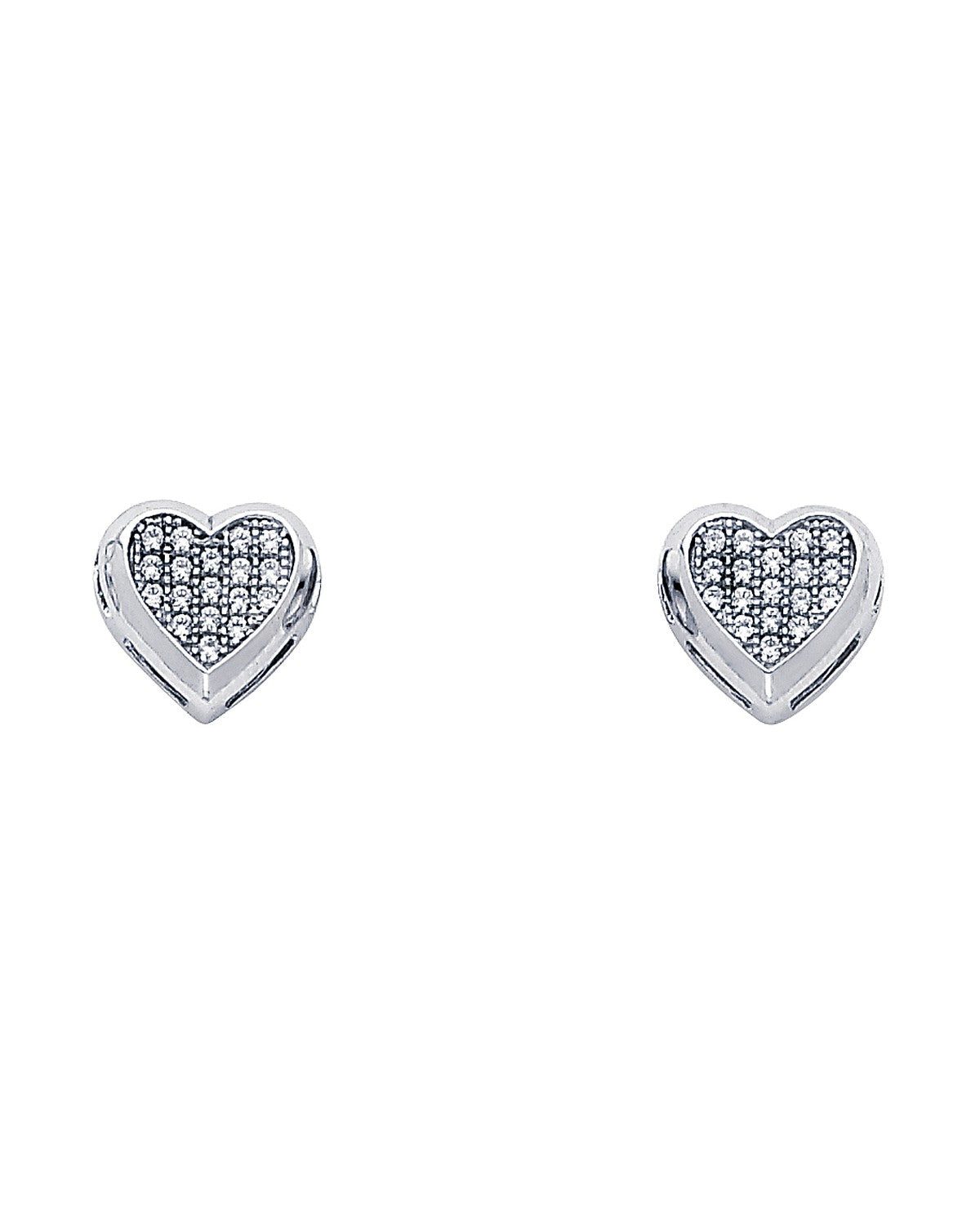 14K White Gold Heart CZ Earrings (ER-0319)