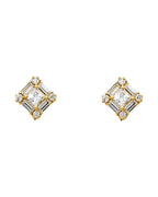 14K Yellow Gold Square CZ Earrings (ER-0324)