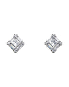 14K White Gold Square CZ Earrings (ER324W) (ER-0324W)