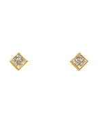 14K Yellow Gold Square CZ Earrings (ER-0325)
