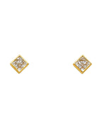 14K Yellow Gold Square CZ Earrings (ER-0325)