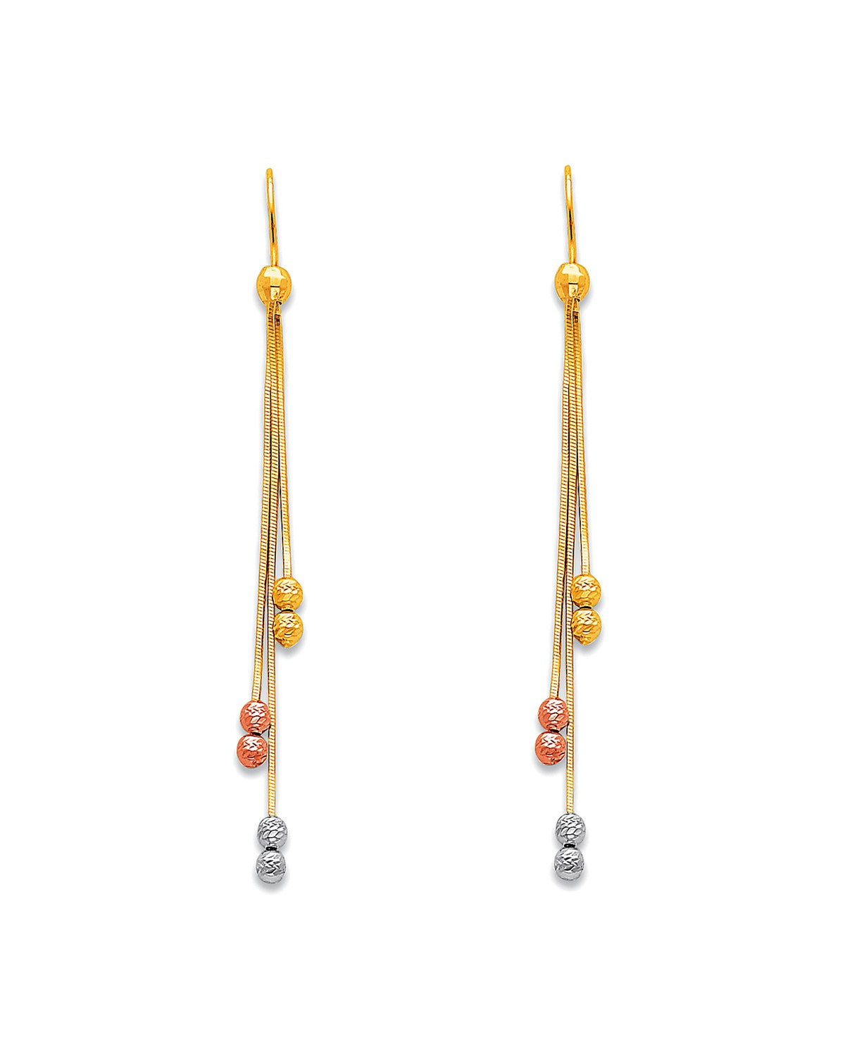 14K Tri-Color Gold 3C Hanging Earrings (ER-0368)