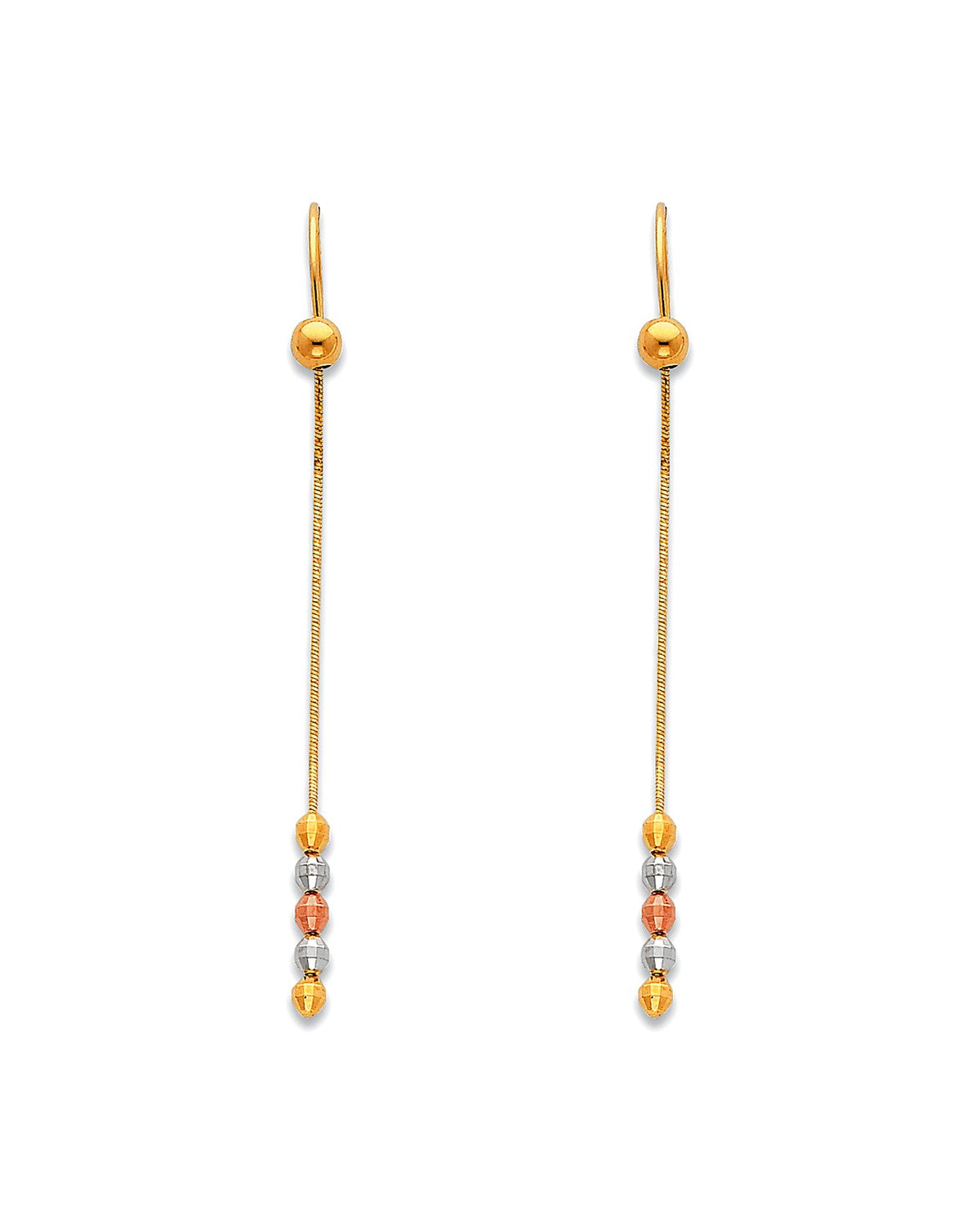 14K Tri-Color Gold 3C Hanging Earrings (ER-0371)