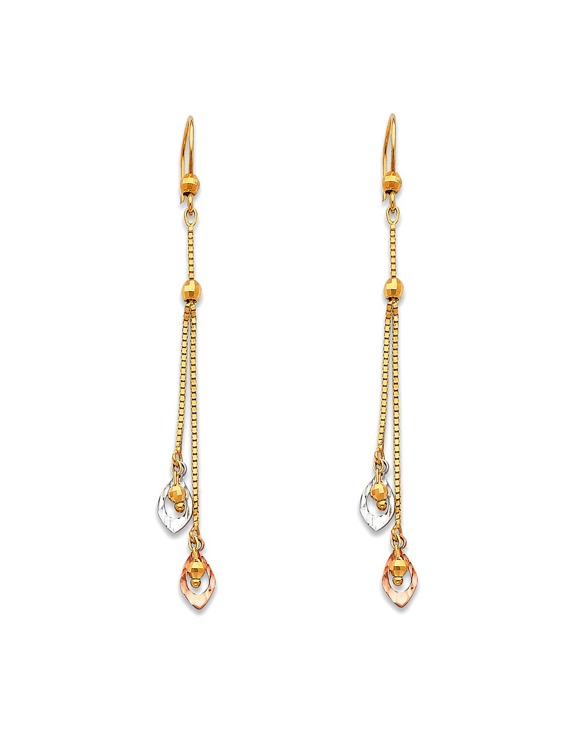 14K Tri-Color Gold 3C Hanging Earrings (ER-0380)