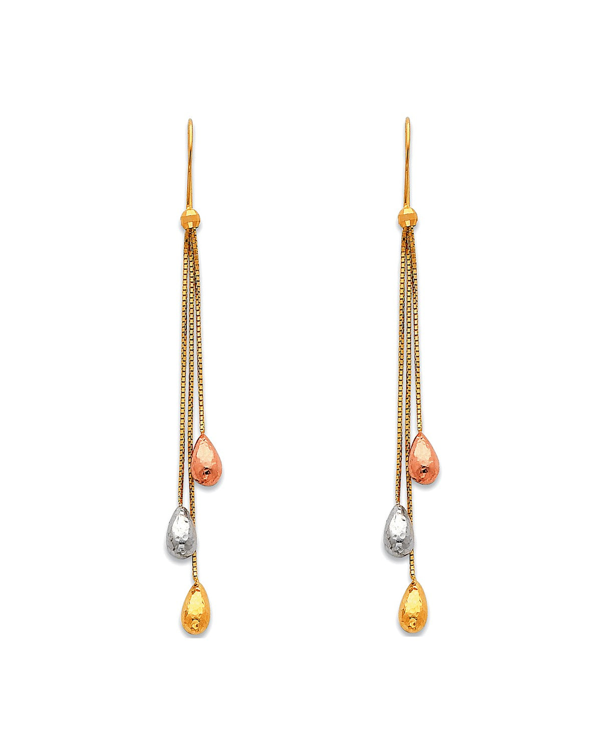 14K Tri-Color Gold 3C Hanging Earrings (ER-0390)