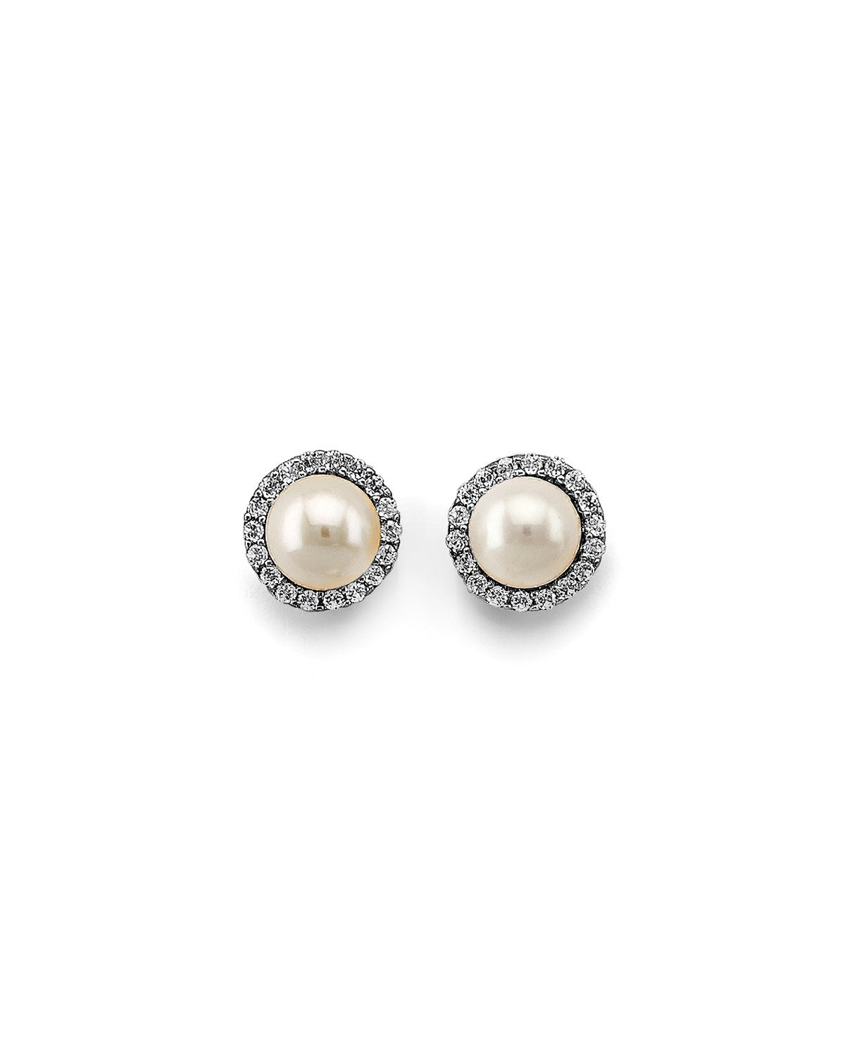 14K White Gold CZ Pearl Earrings (ER-0445)