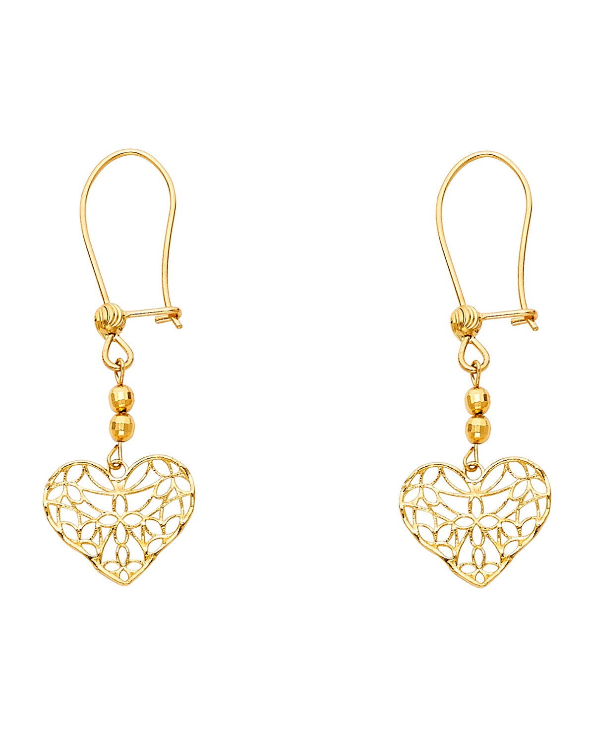 14K Yellow Gold Heart Earrings (ER-0543)