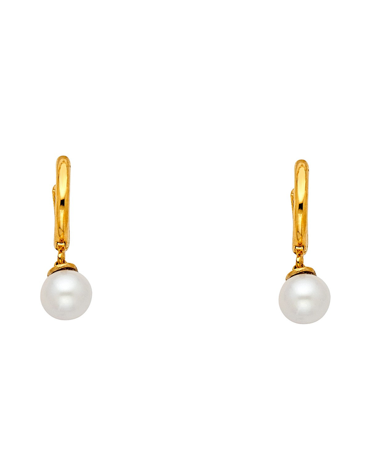 14K Yellow Gold Huggies Earrings with Pearls (ER-0595)