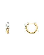 14K Two-Tone Gold 2T CZ Huggies Earrings (ER-0618)