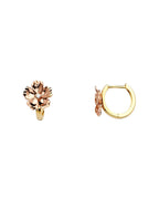 14K Two-Tone Gold 2T Flower Huggies Earrings (ER-0641)