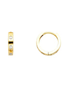 14K Two-Tone Gold 2T Round Huggies Earrings (18mm) (ER-0680)