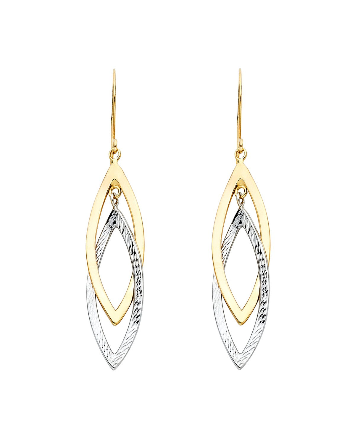 14K Two-Tone Gold 2T Hollow Design Tube Earrings (ER-0698)
