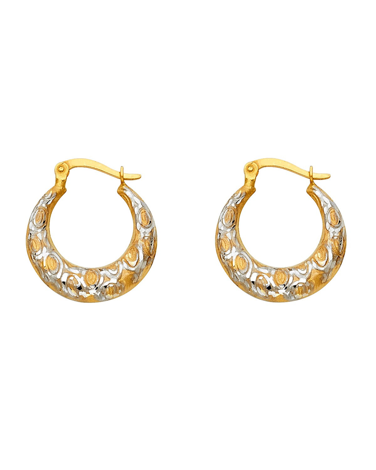 14K Two-Tone Gold 2T Fancy Shrimp Earrings (ER-0704)