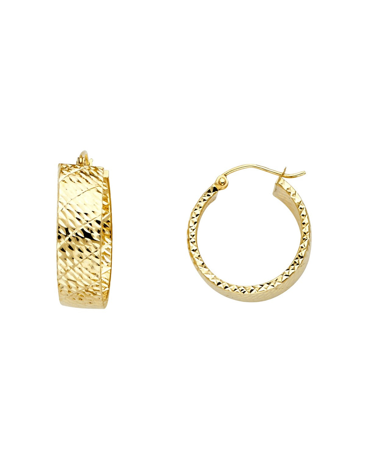 14K Yellow Gold Hollow Wide Full DC Hoop Earrings (ER-0732)