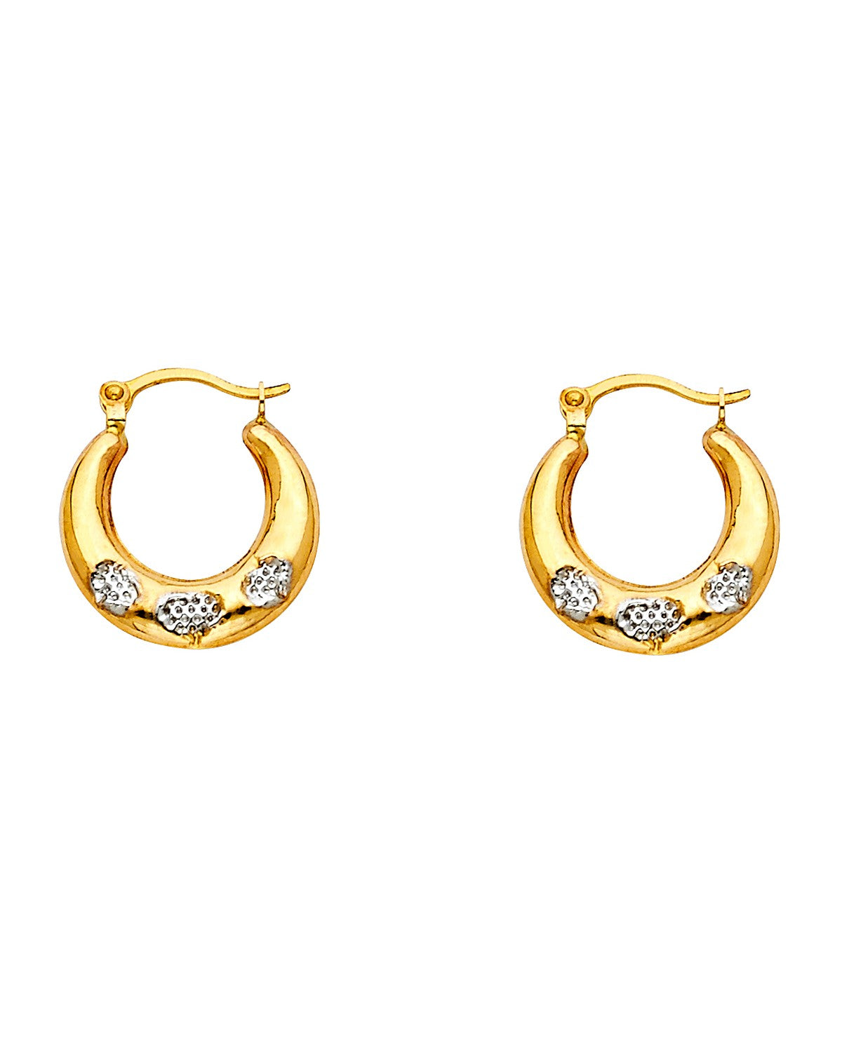 14K Two-Tone Gold 2T Fancy Hollow Hoop Earrings (ER-0811)