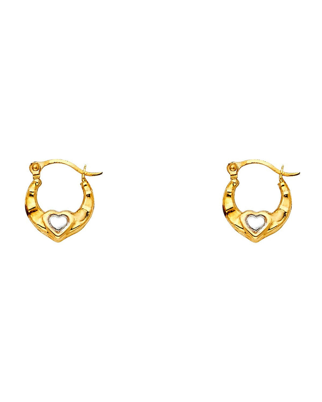 14K Two-Tone Gold 2T Fancy Hollow Hoop Earrings (ER-0831)