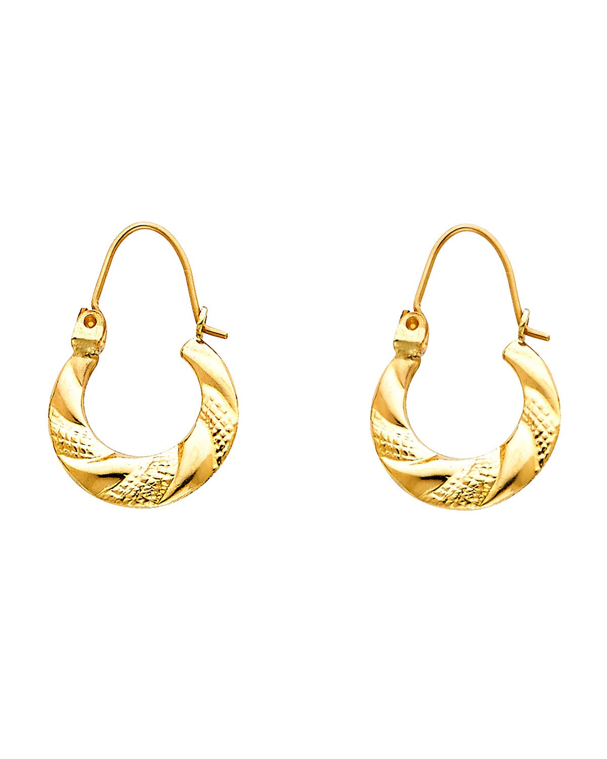 14K Yellow Gold Fancy Hollow Hoop Earrings (ER-0845)