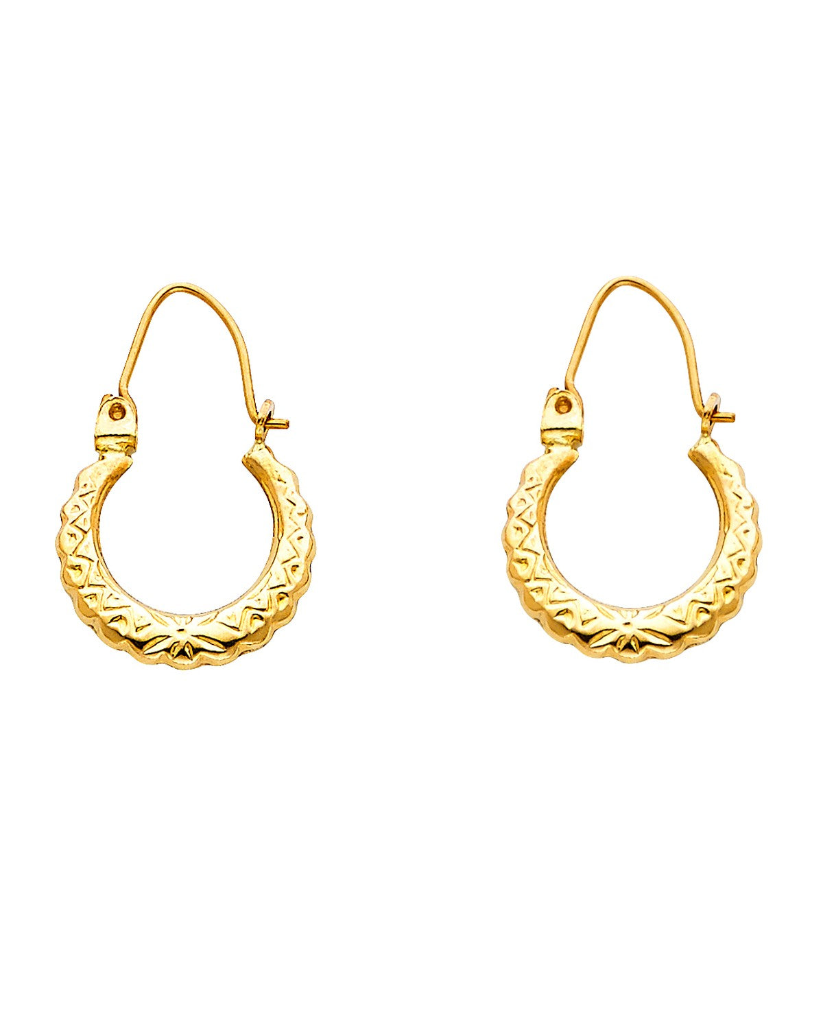 14K Yellow Gold Fancy Hollow Hoop Earrings (ER-0846)