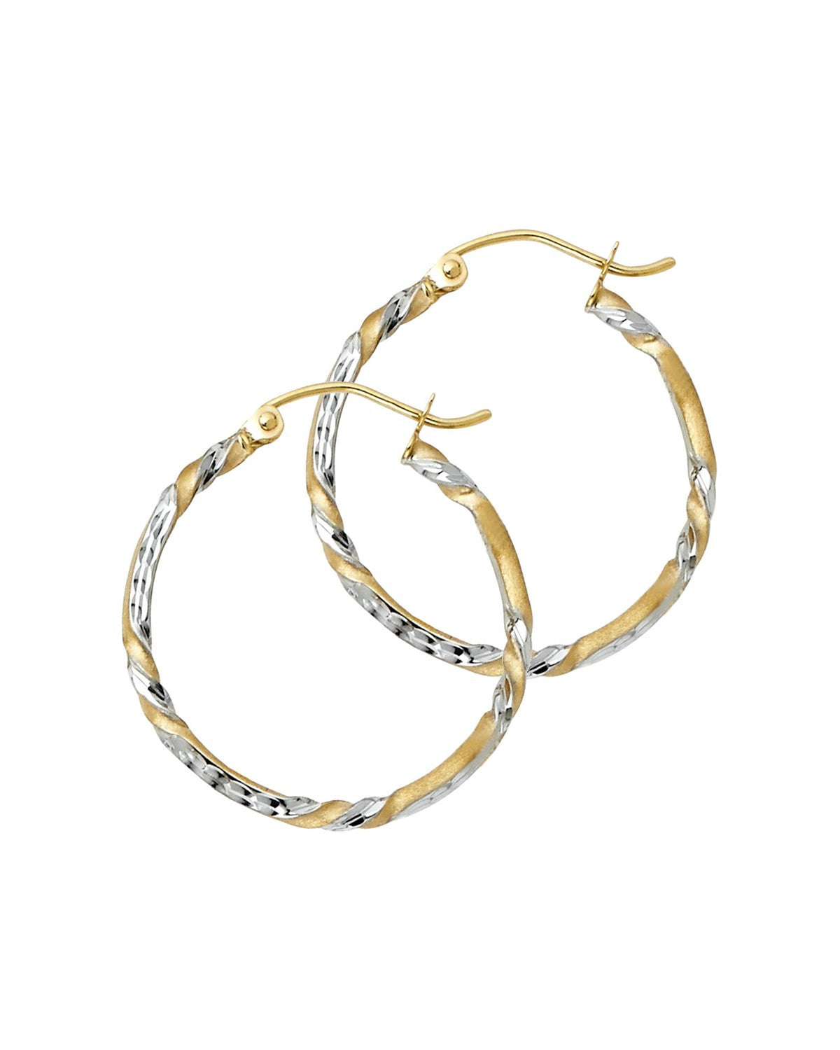 14K Two-Tone Gold 2T Curled Hoop Earrings (ER-0925)