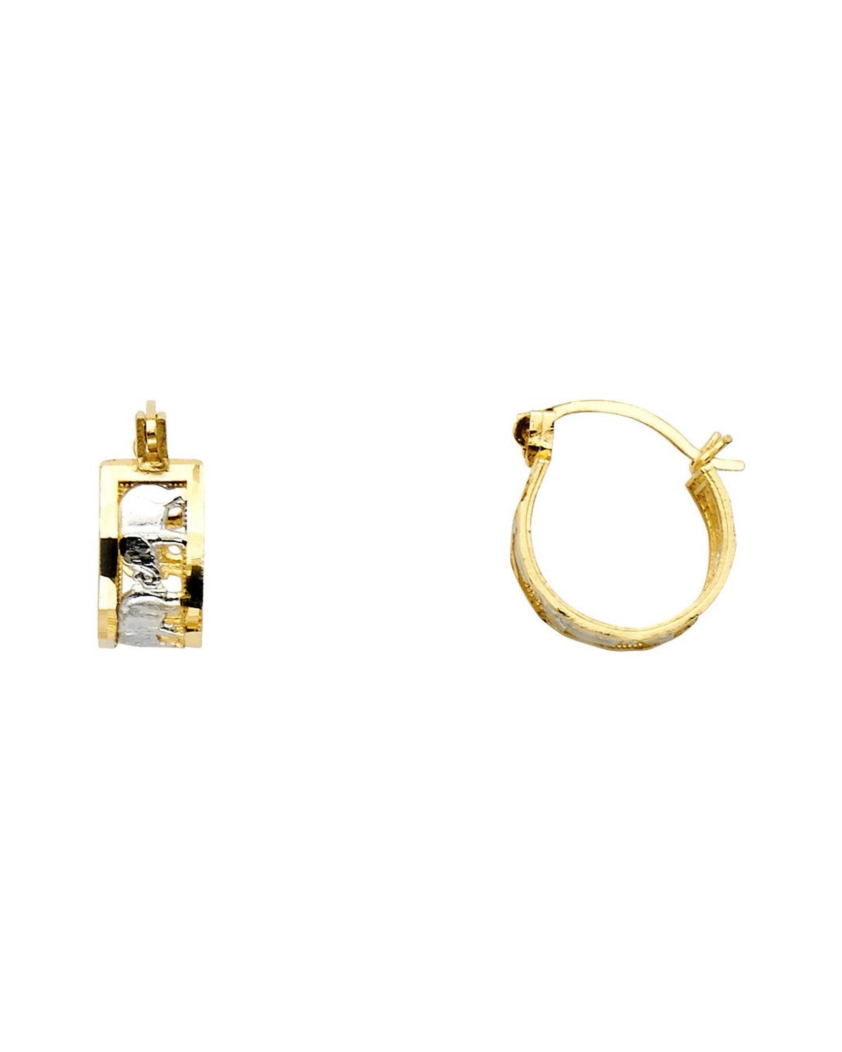 14K Two-Tone Gold 2T Elephant Hoop Earrings (ER-0996)