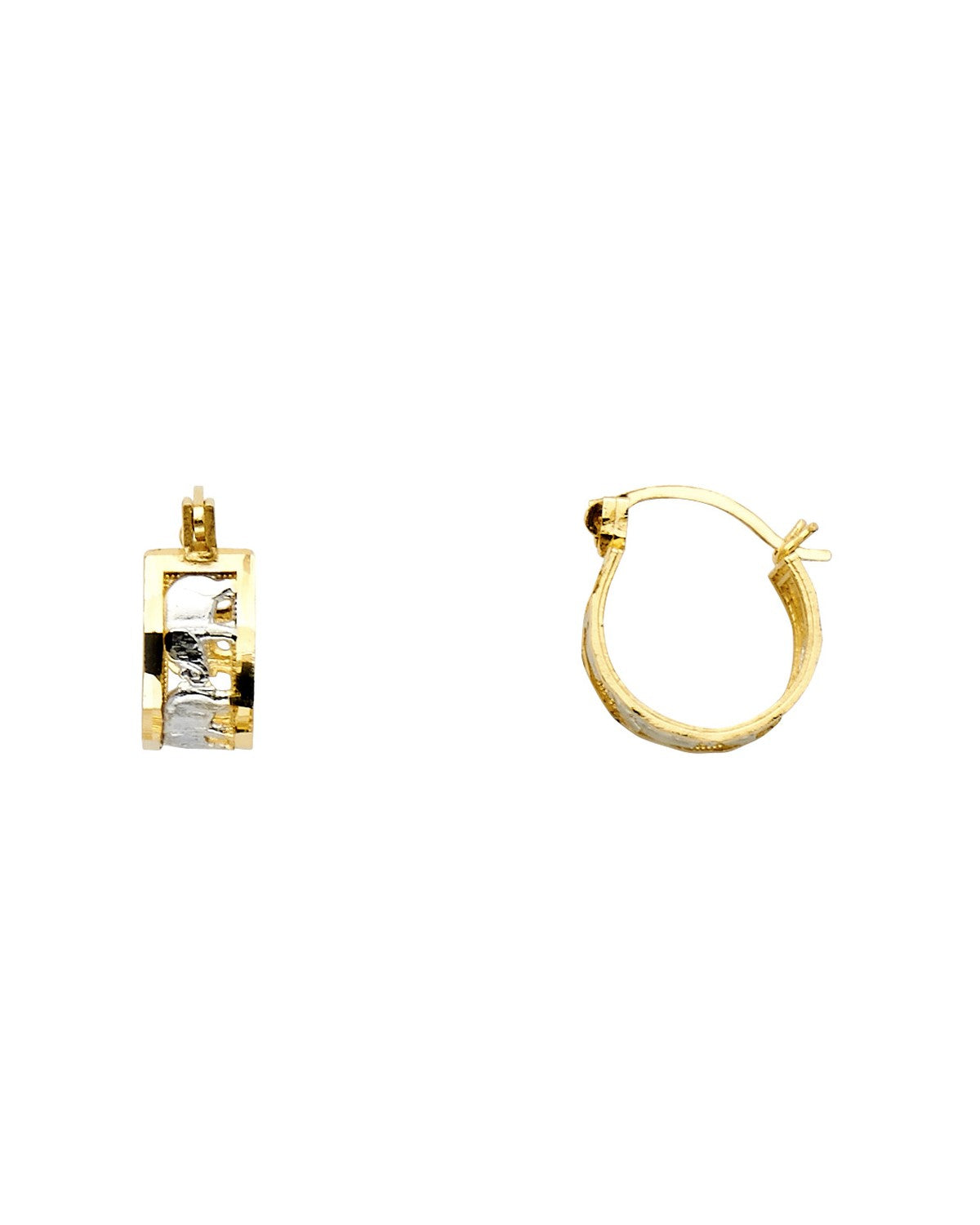 14K Two-Tone Gold 2T Elephant Hoop Earrings (ER-0996)