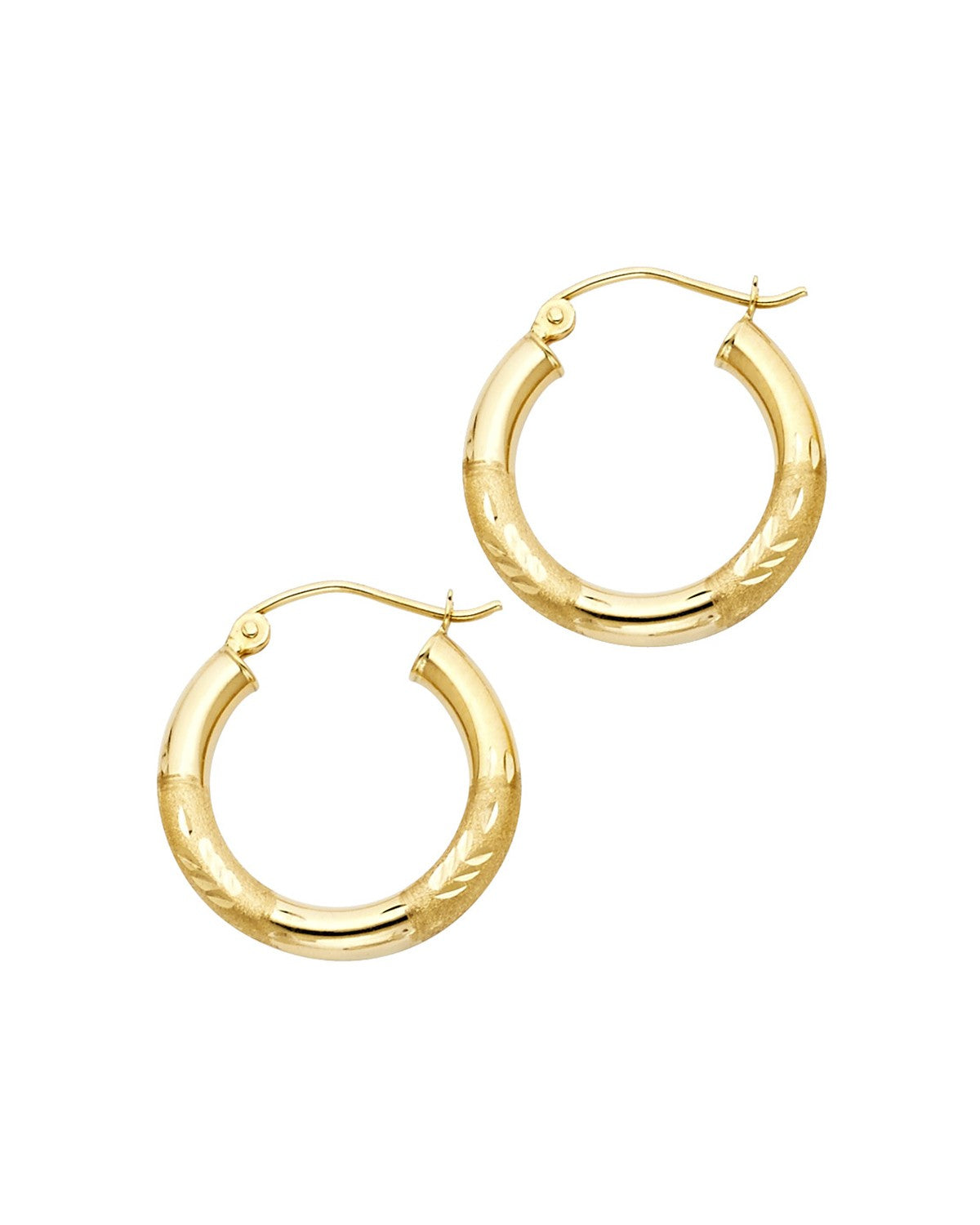 14K Yellow Gold 3mm Budded DC Hoop Earrings (ER-1032)