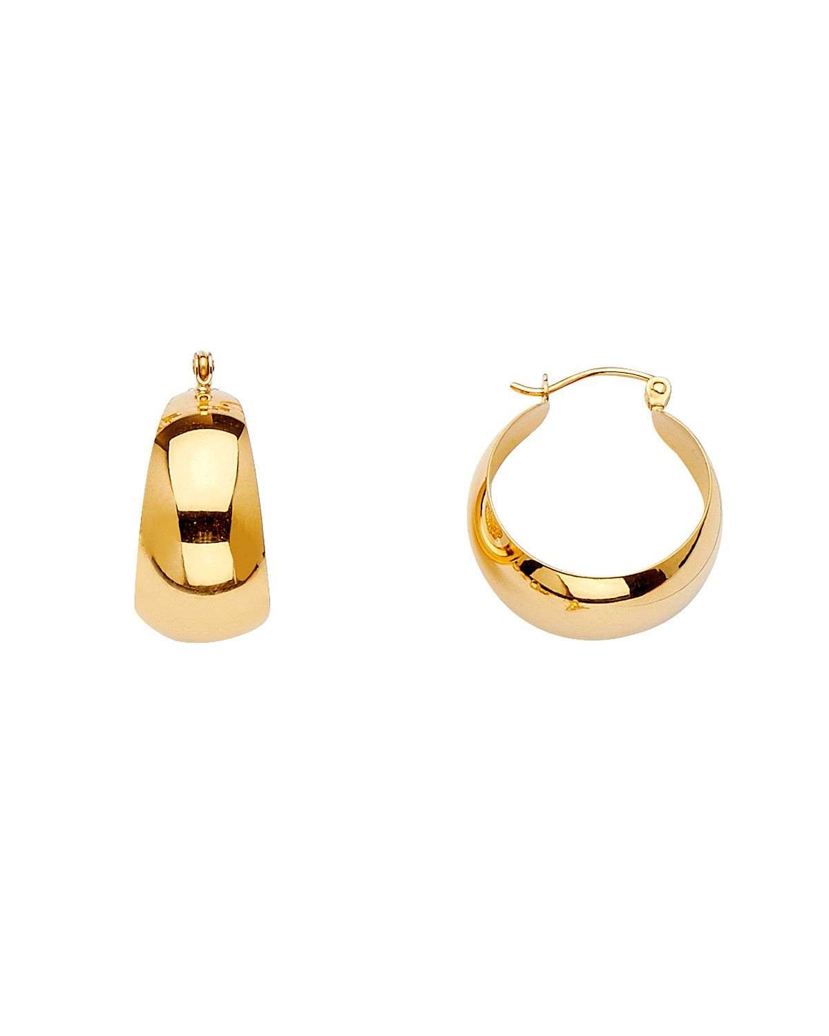 14K Yellow Gold Graduated Plain Hoop Earrings (ER-1052)