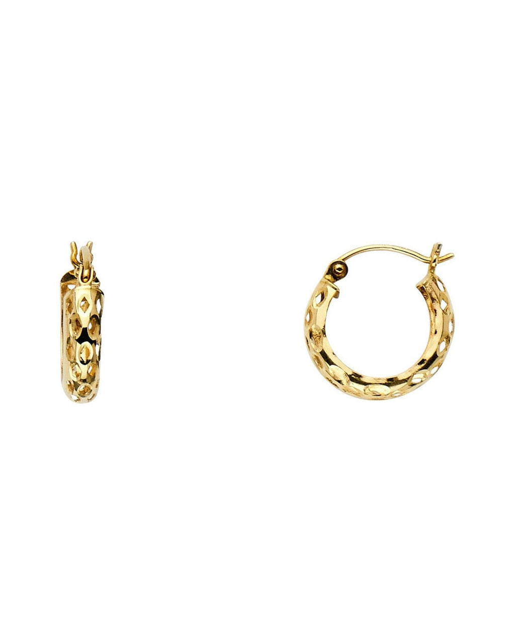 14K Yellow Gold Perforated Hoop Earrings (ER-1063)
