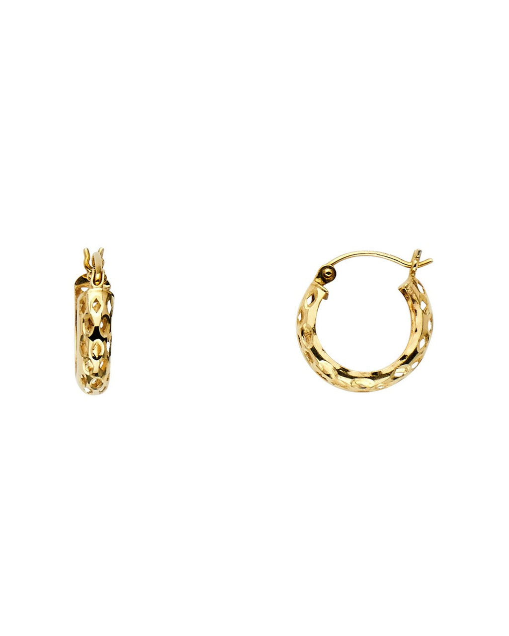 14K Yellow Gold Perforated Hoop Earrings (ER-1063)