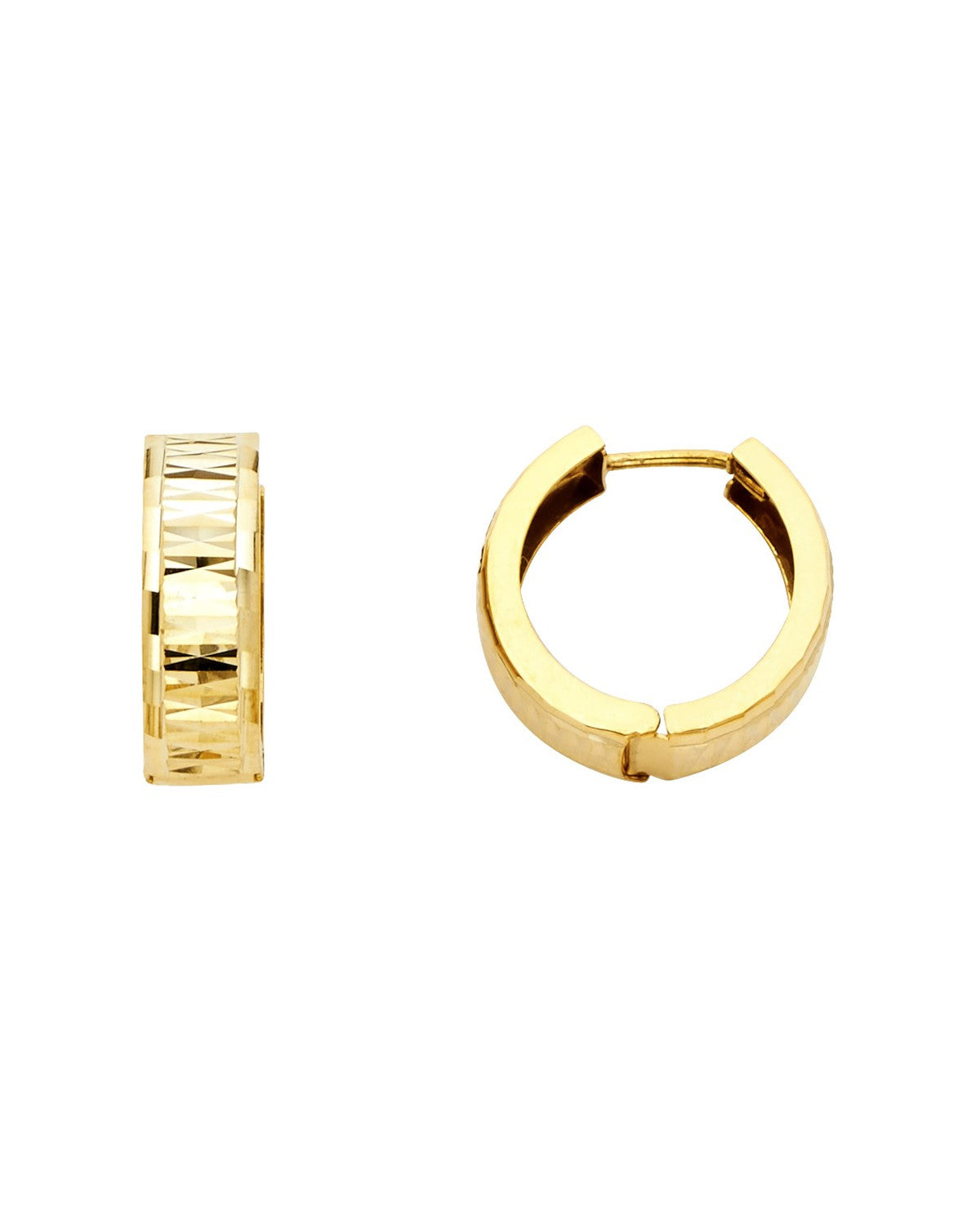 14K Yellow Gold DC Stamp Huggies Earrings (ER-1065)