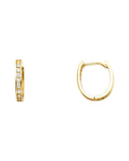 14K Yellow Gold CZ Huggies Earrings (ER-1089)