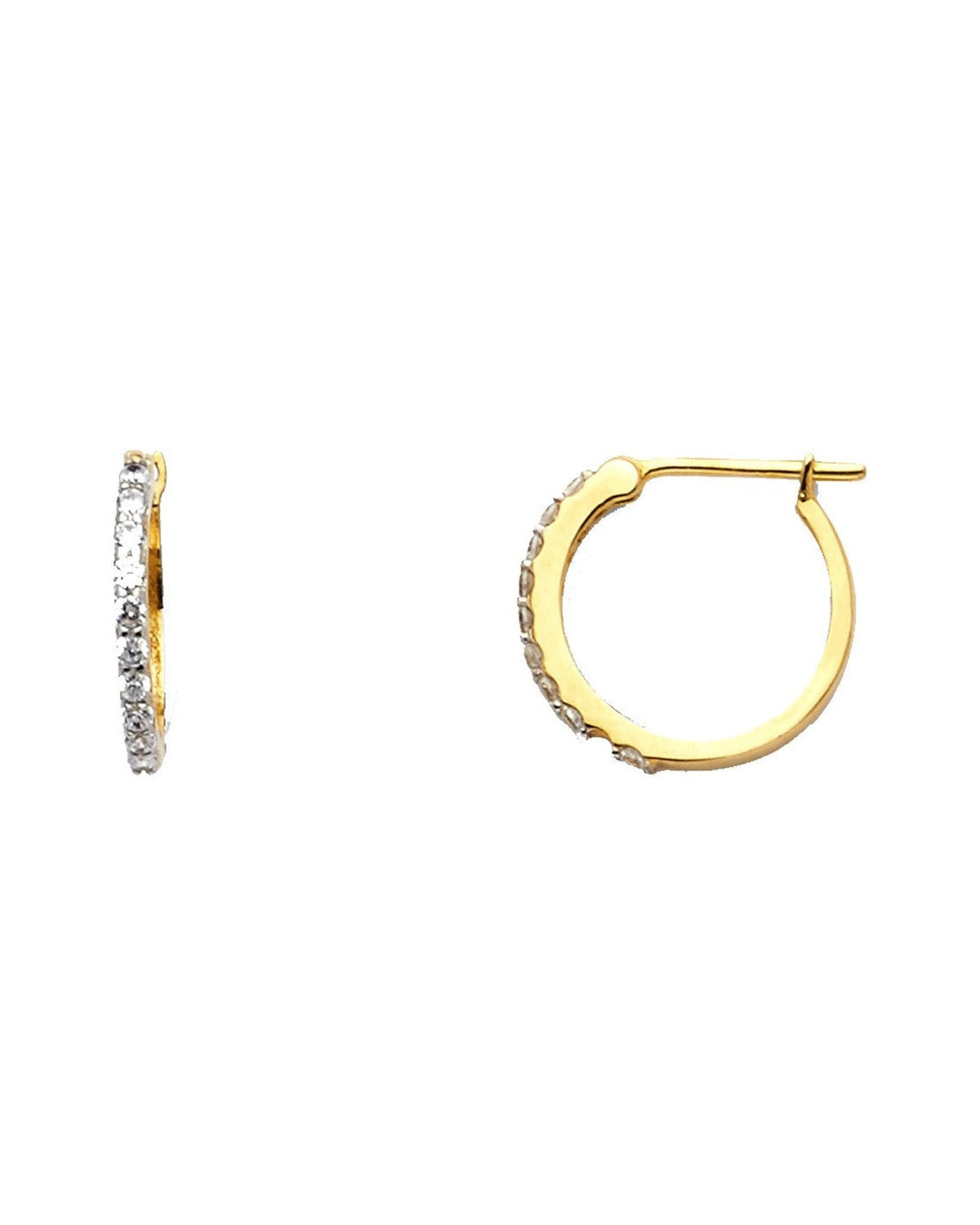 14K Yellow Gold CZ Huggies Earrings (ER-1092)