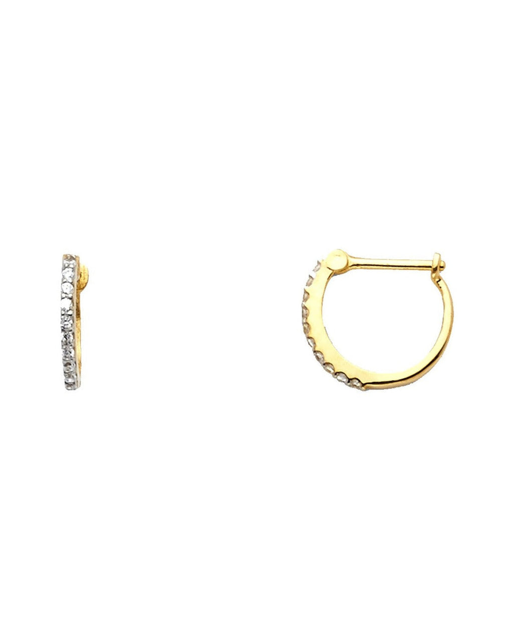 14K Yellow Gold CZ Huggies Earrings (ER-1093)