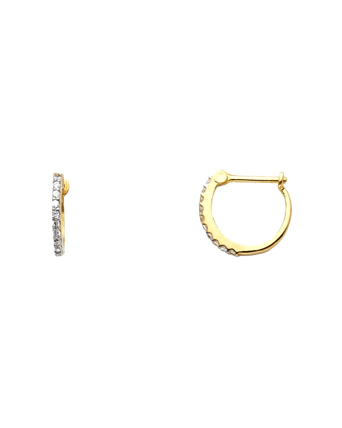 14K Yellow Gold CZ Huggies Earrings (ER-1093)