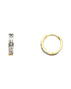 14K Two-Tone Gold 2T CZ Huggies Earrings (ER-1096)