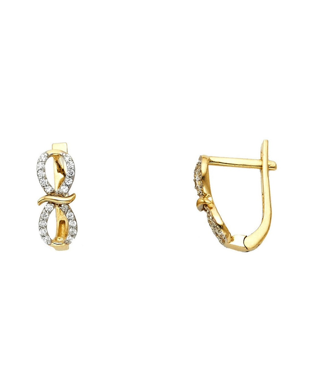 14K Two-Tone Gold 2T CZ Huggies Earrings (ER-1097)