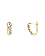 14K Two-Tone Gold 2T CZ Huggies Earrings (ER-1097)