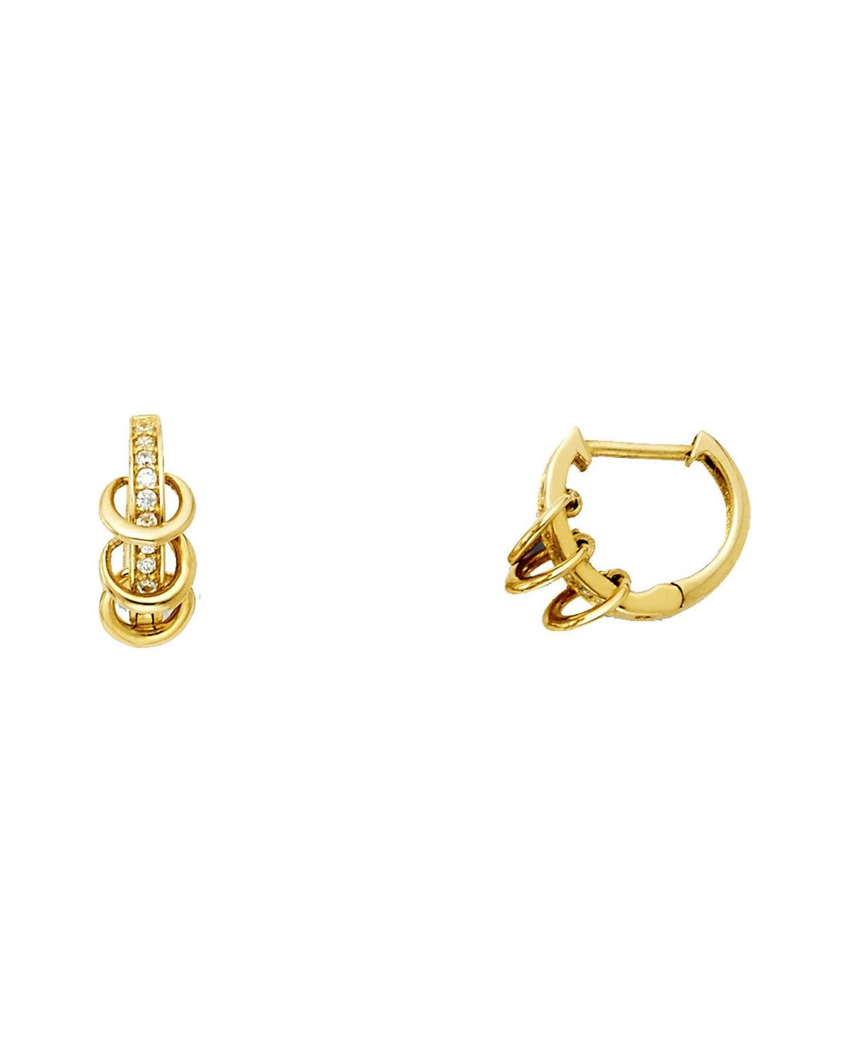 14K Yellow Gold CZ Huggies Earrings (ER-1102)
