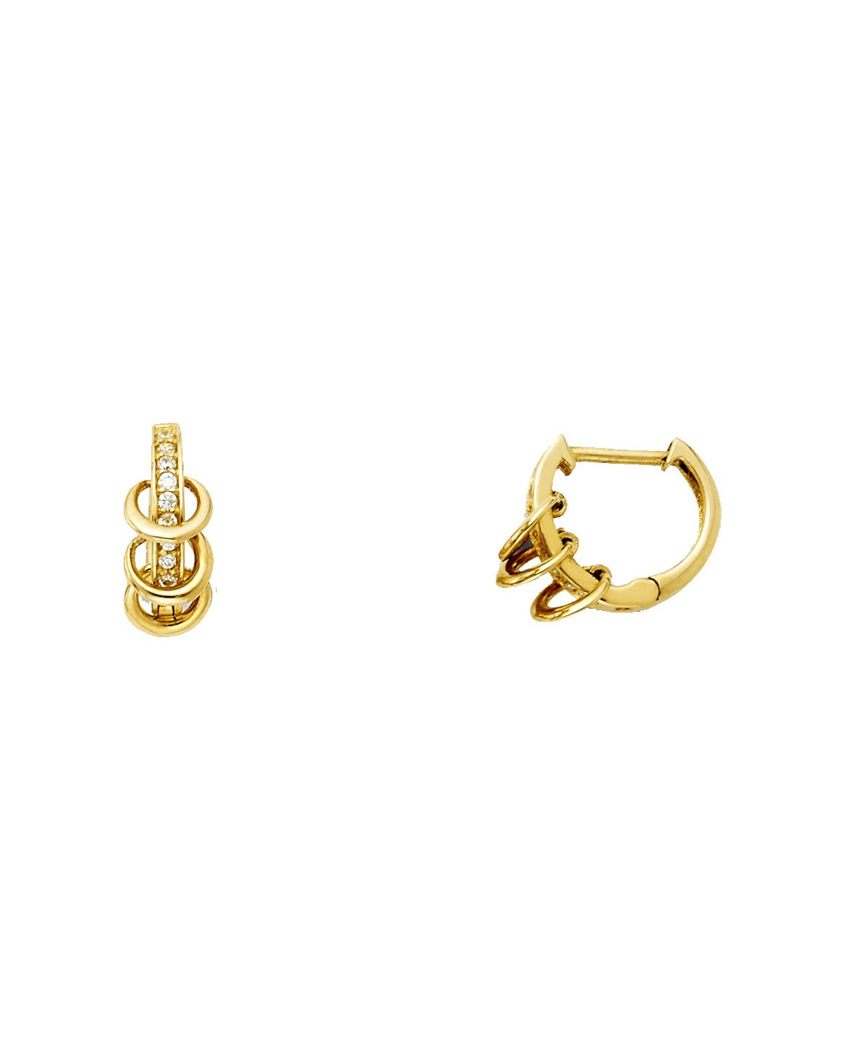 14K Yellow Gold CZ Huggies Earrings (ER-1102)