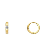 14K Yellow Gold CZ Huggies Earrings (ER-1104)
